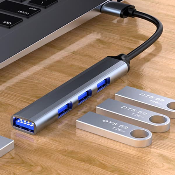 Dockingstation 4 Porte Høj Hastighed Bærbar Usb 2.0/3.0 5gbps Usb Hub Splitter Expander Til Computer Grey USB