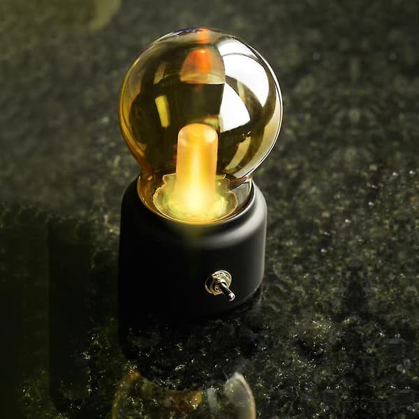 Creative Led Bulb Retro Night Light Usb Rechargeable Luminaire Table Lamp Ambient Lights Gift Black