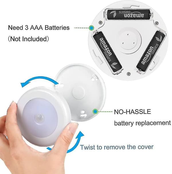 Motion Sensor Lights, Battery-powered Led Night Lights, Wall Lights For Hallway, Bathroom, Bedroom, Kitchen Etc. (white - Pack Of 3)