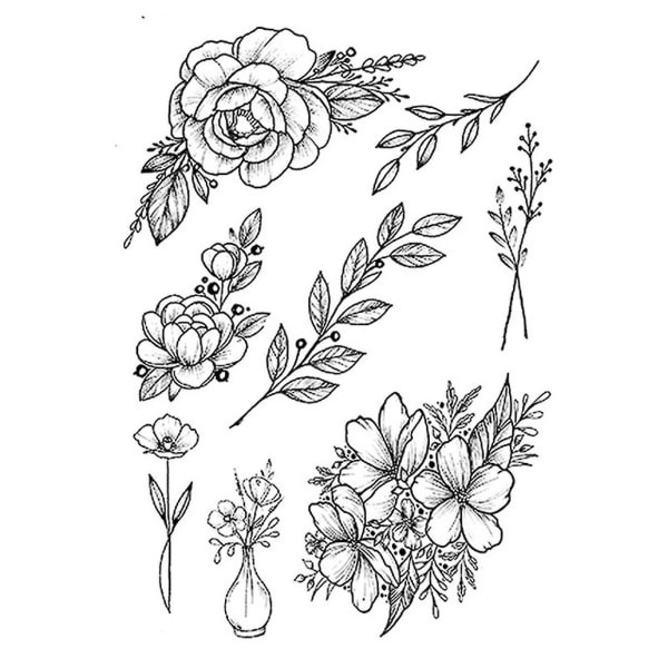 Mote Tatoveringsklistremerke Midlertidig Svarte Roser Design Full Blomst Arm Stor Falsk Tatoveringsklistremerke Kroppskunst Dekal Qinhai 12