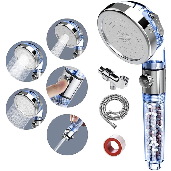 Negative Ion Shower, Pressurized, Water-saving, Hand-held Shower Head Shower Set