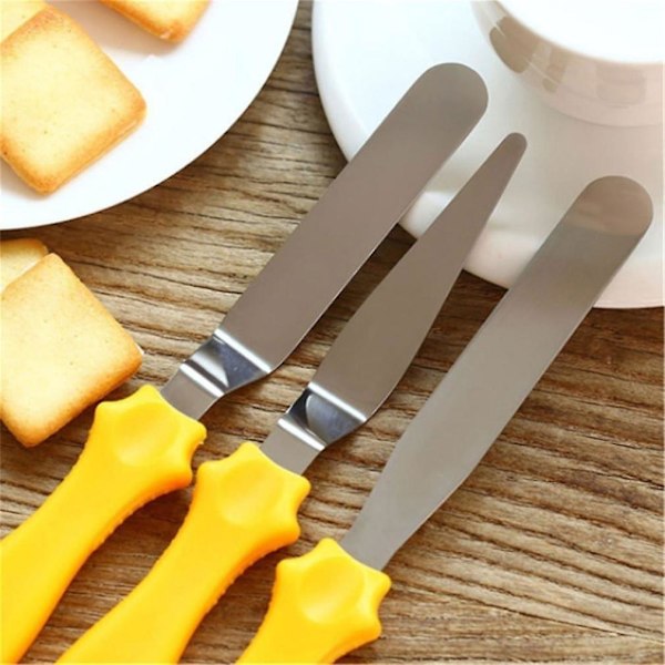 Cake Tools Professional Offset Spatula Set With Plastic Handle Stainless Steel Icing Spatula Set Black