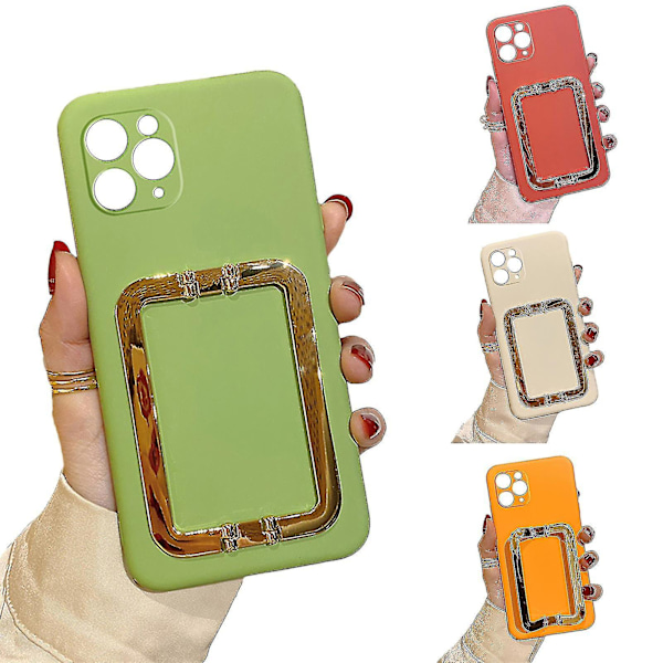 Phone Back Cover Multifunctional Anti-fall Ultra-thin Fashionable Metal Square Buckle Support Phone Case For Iphone 11 Pro Max/11 Pro/11/xs M Red for iPhone XS Max