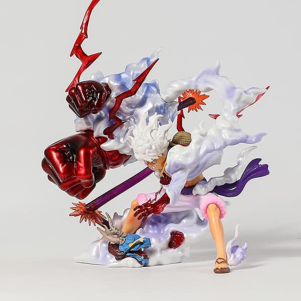 One Piece Solgud Nika Gear 5 Monkey D Luffy Battle Ver Samlefigur Modell Statue 28cm box