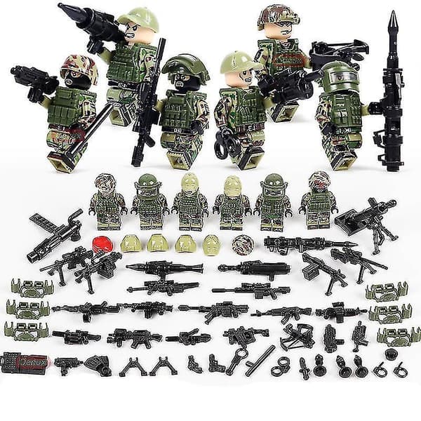 Alpha Force Building Blocks 6pcs Special Forces Military Dolls With Weapon Assembled Building Blocks
