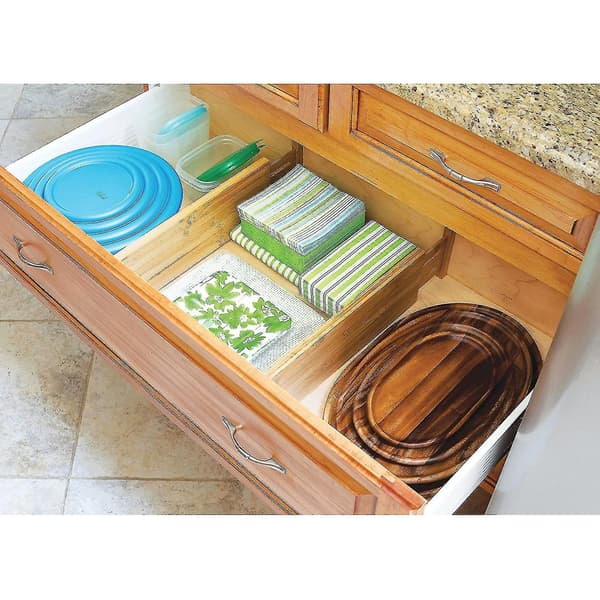 1 Set Drawer Divider Expandable Adjustable Bamboo Easy To Install Organizer Separators For Kitchen