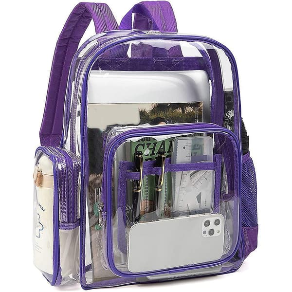 1 Pcs Clear Backpack, Heavy Duty See Through Backpack Fashion Transparent Pvc Backpack Schoolbag purple