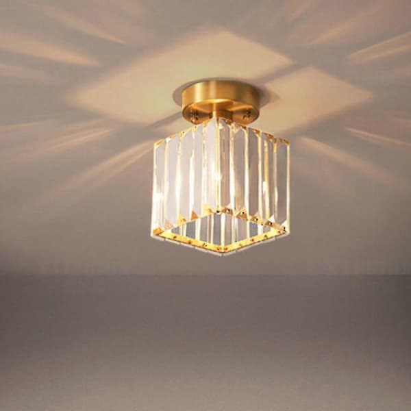 Let Luksus Krystal Kobber Loftslampe 220V
