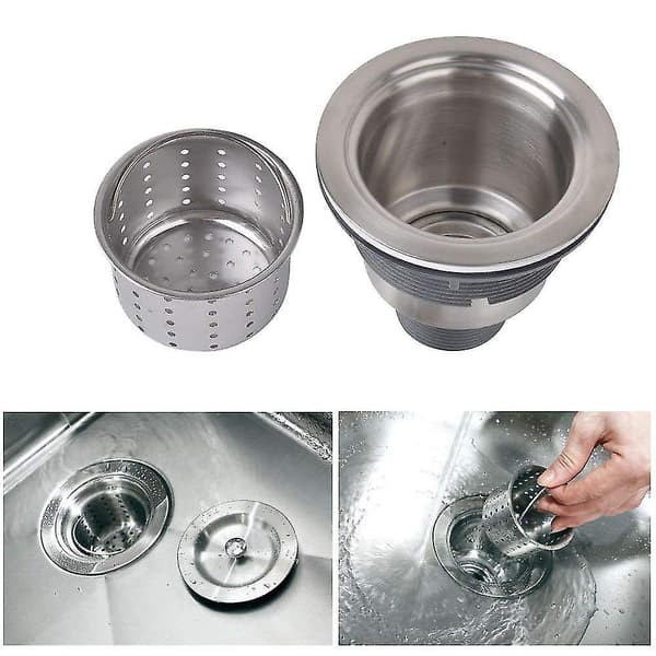 3-1/2-inch Kitchen Sink Strainer With Removable Deep Waste Basket/strainer Assembly/sealing Lid, Stainless Steel