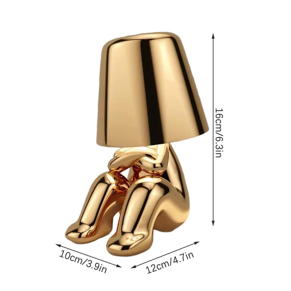 Little Golden Man Led Table Lamp Touch Control Dimmable Creative Iron Resin Desk Light Bedside Lamp Light Gold Mr WHERE