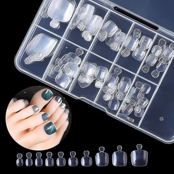 Acrylic False Toenails Full Cover, With Box, For Nail (100 Pcs Clear)