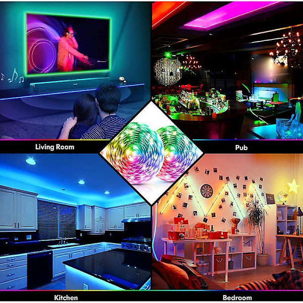 App-gesteuertes Led-streifenlicht, 5050 Rgb-led-streifenlicht Mit Fernbedienung, Synchronisieren Mit Musikrhythmus Und Timer-funktion, Led-band Fr Sch