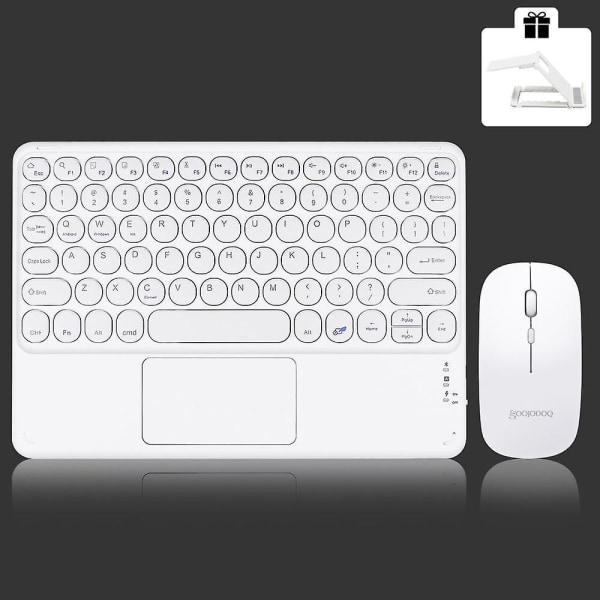 Ipad Keyboard And Mouse Combo, Wireless Bluetooth Keyboard White A