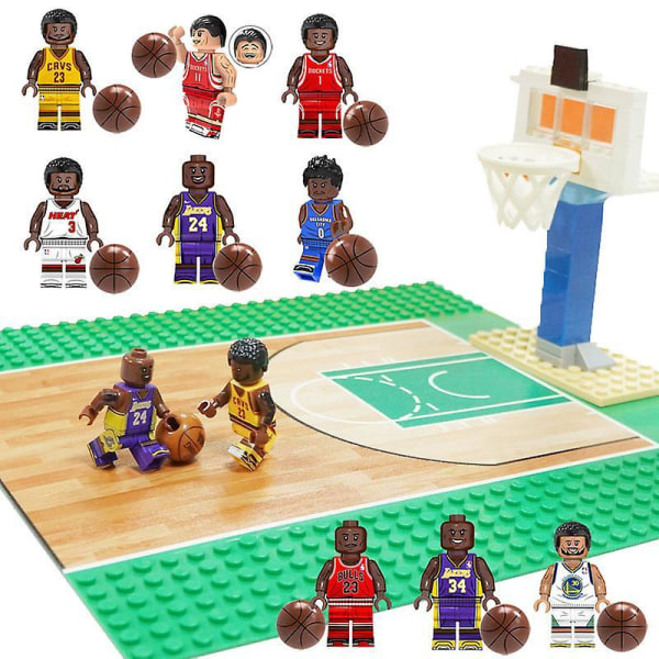 Nba Basketball Building Block Set Basketball Star Kobe Jordan Minifigure Basketball Court Basketball Stand Boy Building Block Toy Type B