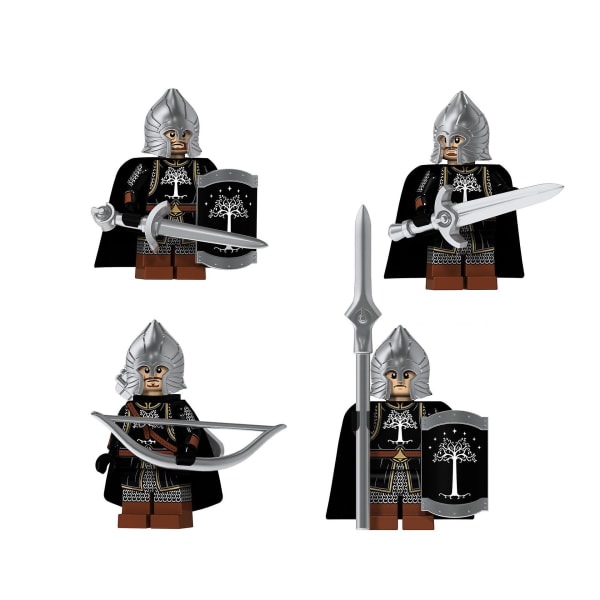 4pcs Lord Of The Ring Building Blocks Steel Duo Gun Infantry Archer Sword Infantry Minifigures Inserting Toy Building Blocks