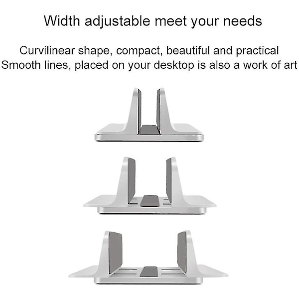 Laptop Stand, Vertical Laptop Stand Adjustable Stand For Macbook / Notebook / Surface Pro And Ipad, Silver