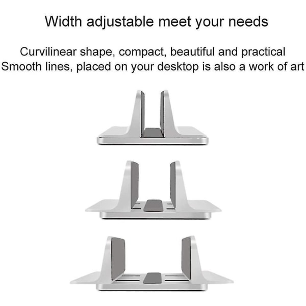 Laptop Stand, Vertikal Laptop Stand Justerbar Stand Til Macbook / Notebook / Surface Pro Og Ipad, Sølv