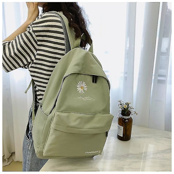 Ny Solid Rygsæk Pige Skoletasker Til Teenage Skoletaske Nylon Daisy Print Taske Sort Light pink