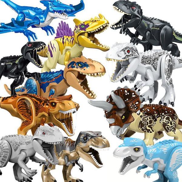 Jurassic Dinosaur World Series Building Blocks Triceratops  Big Figures|blocks Black raptors