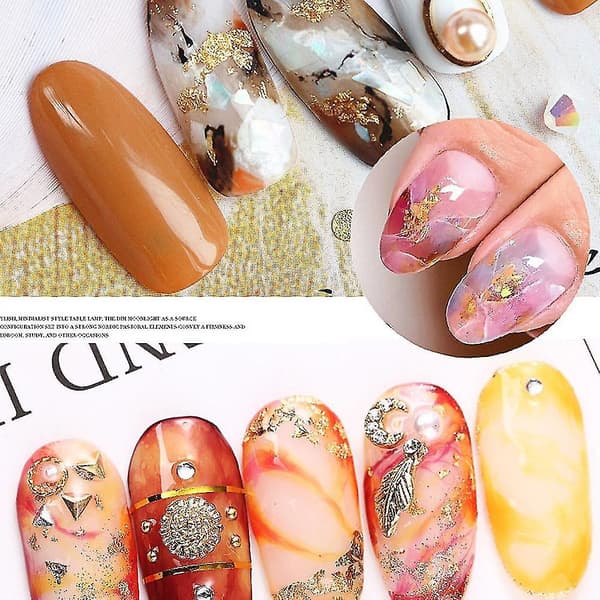 Foil Nail Sets Accessories, Nail Sequins, Flakes And Mirror Effects | Gold And Silver