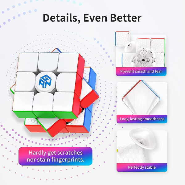 Gan11 M, 3x3 Magnetisk Speed Cube Stickerless Gans Magic Cube Stickerless Cube Frostet Overflate (primær Intern)