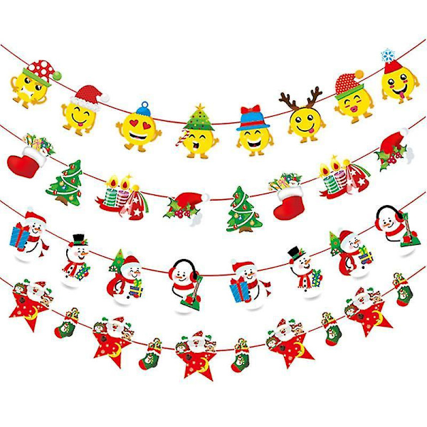 3/4/5 Pieces Christmas Banners Flags Paper Hanging Bunting Garl 4 3PCS