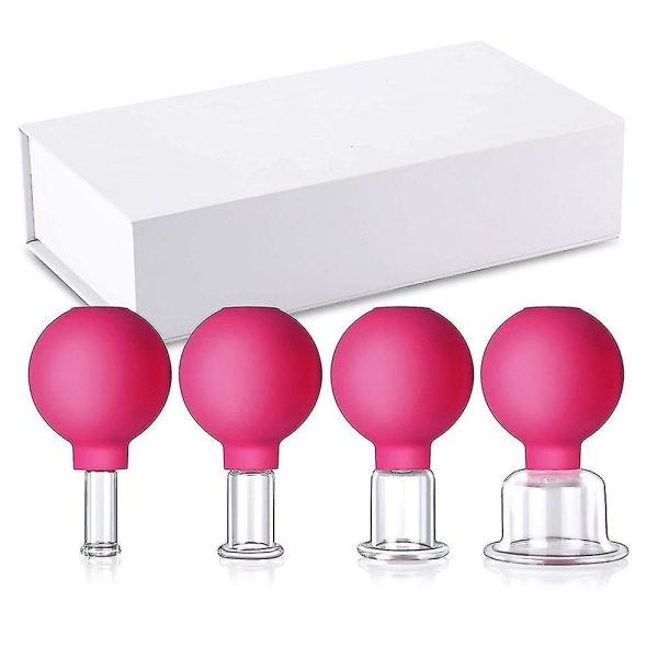Cupping Glasses With Suction Ball [4 Pieces] - High-quality Cupping Pink