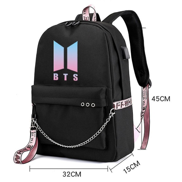Bts Reppu Söpö Usb Lataava Koululaukku Color-13