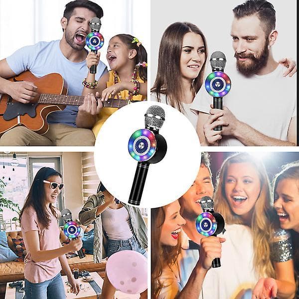 Handheld Wireless/wired Karaoke Microphone Speaker Recorder For Ios Android Phone Computer Rose gold