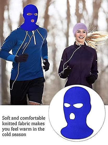 3-hull Strikket Full Face Cover Ski Halsvarmer, Vinter Balaclava royal blue