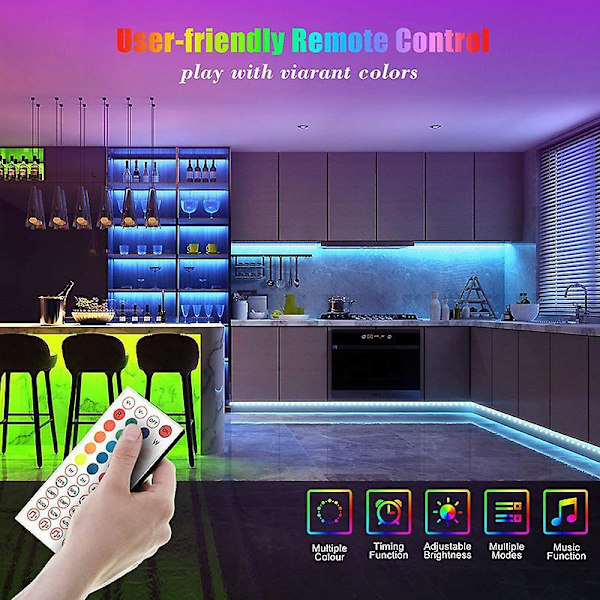 65.6 Ft Led Strip, Rgb Color-changing Led Light With 44-key Remote Control