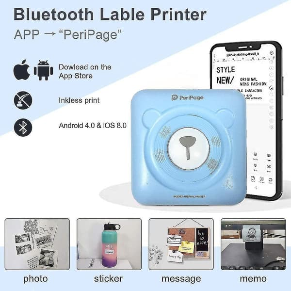 Mini Printer, Trådløs Termisk Etiketprinter, Sticky Note Kvittering, Egnet Til Android Ios Smart Phone Windows, Med 6+1 Ruller Udskriftspapir red