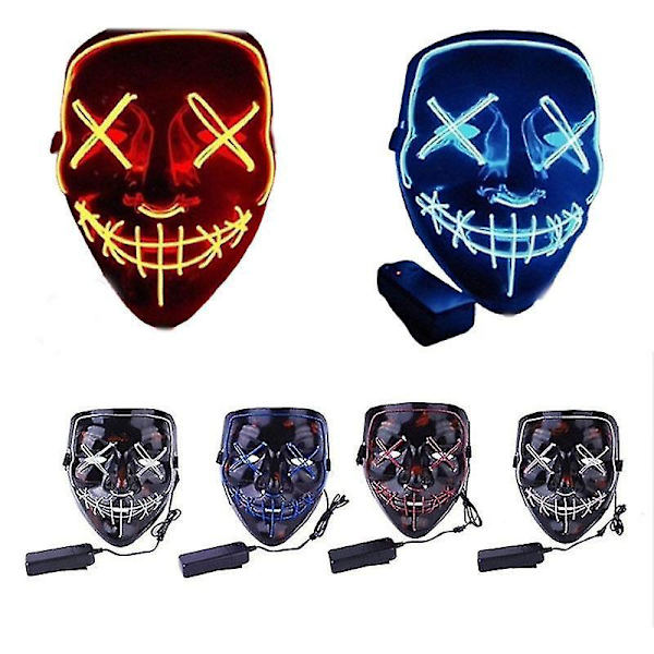 Halloween Clubbing Light Up Led Mask Costume Rave   Party Purge 3 Modes Orange