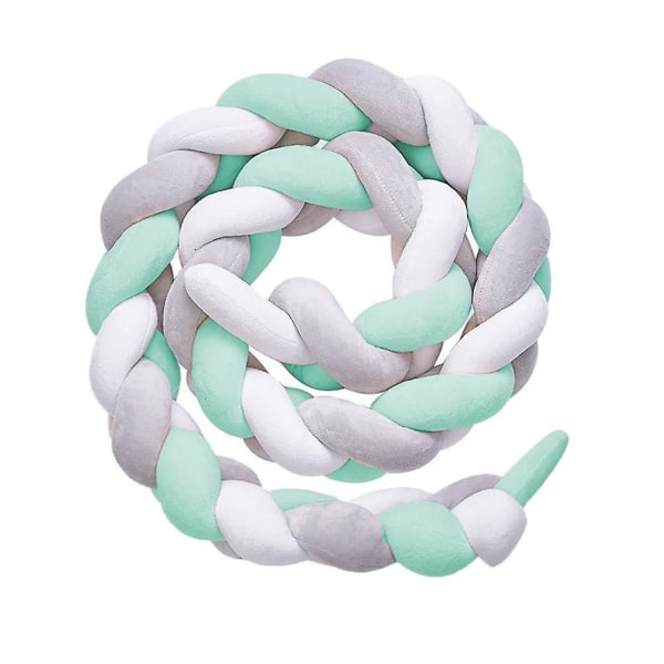 Sengekant, baby Bumper Sengeslange Baby Senge Bumper Vævet Kantbeskyttelse Hovedbeskyttelse Dekoration Til Tremmeseng (grå, 100cm) White*Green*Grey 200cm