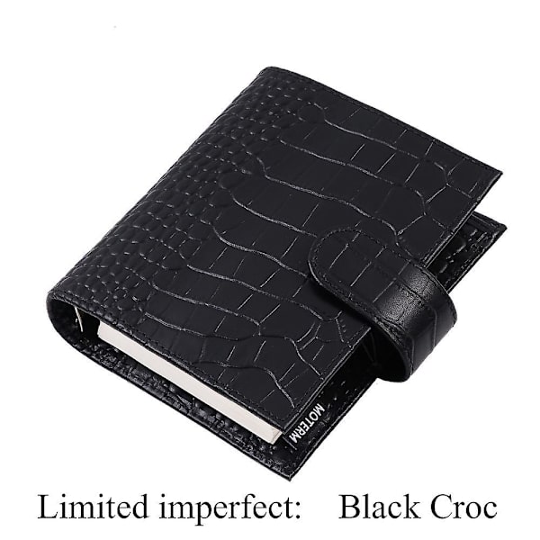 Limited Imperfect Moterm Regular Pocket Rings Planner Genuine Cowhide Leather A7 Notebook Agenda Organizer Journey Sketchbook Black Croc