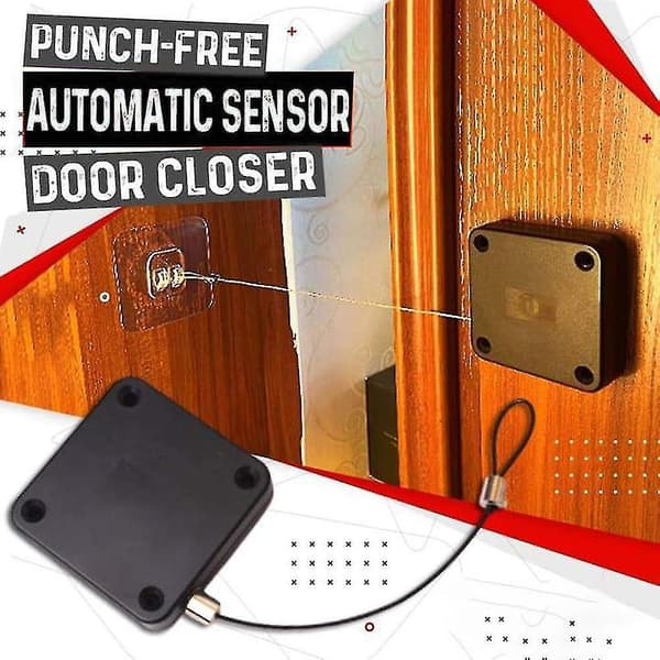Punch Free Strong Adhesion Steel Wire Fast Closing Automatic Sensor Door Closer White
