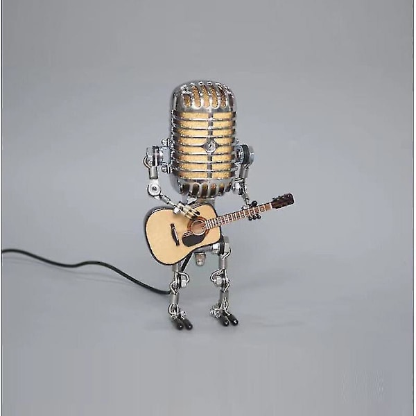 Metal Microphone Led Table Lamp Statue Model Home Decorative Light Fixture