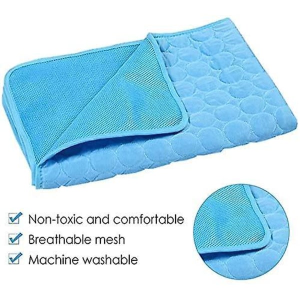 Kjølematte for Hund, Sovematte, Vaskbar Is-Silke Kjøleteppe for Hundehus, Sofa, Seng Blue S