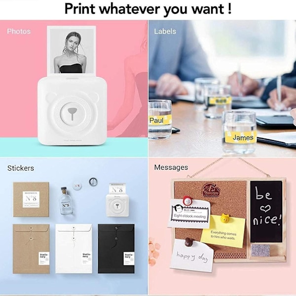 Bærbar Smart Fotoprinter til iOS & Android Telefon White