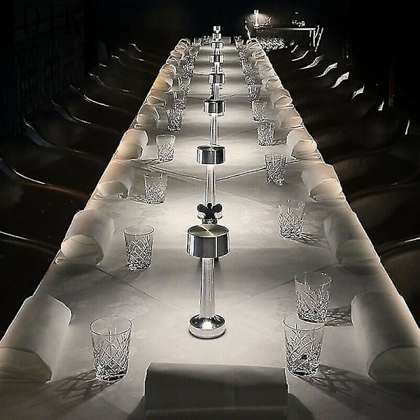 Oppladbar LED Bordlampe Berøringssensor Skrivebordslampe Soverom Restaurant Bar Dekor Silver Dumbbell