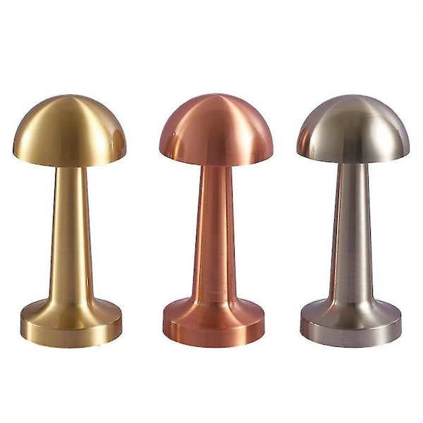 Oppladbar LED Bordlampe Berøringssensor Skrivebordslampe Soverom Restaurant Bar Dekor Silver Mushroom