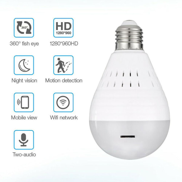 360 Degree Panoramic Wifi Ip Camera Light Bulb Fisheye Camera Home Security Lamp