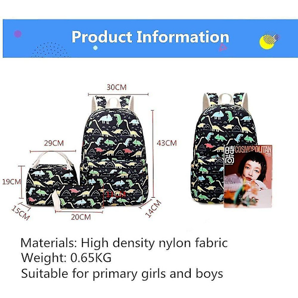 3pcs Cool Dinosaur Prints Elementary Bookbag Satchels Primary School Bag Backpack And Lunch Bag Set