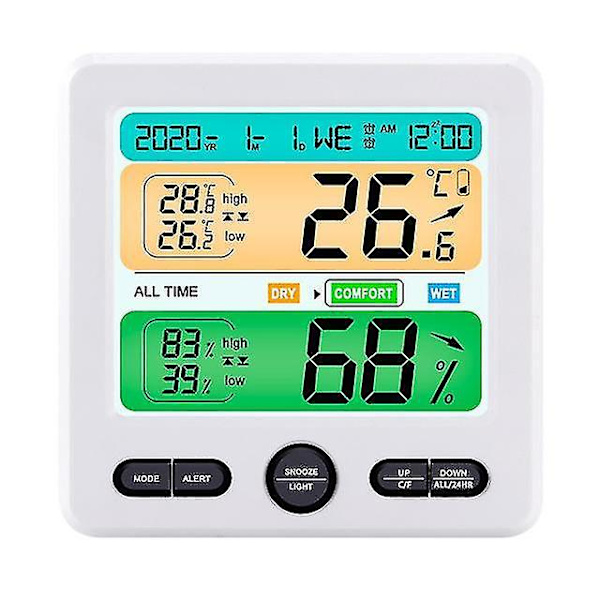 Weather Station Wireless Indoor Outdoor Sensor Thermometer Hygrometer Digital Alarm Clock Barometer Forecast Color White