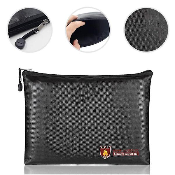 Fireproof Document Bag, Waterproof Zippered Pocket,29x20cm,black