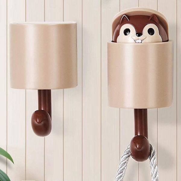 Almi 2 Pcs Cute Squirrel Wall Adhesive Hook Cartoon Squirrel Coat Wall Hooks Cute Gift