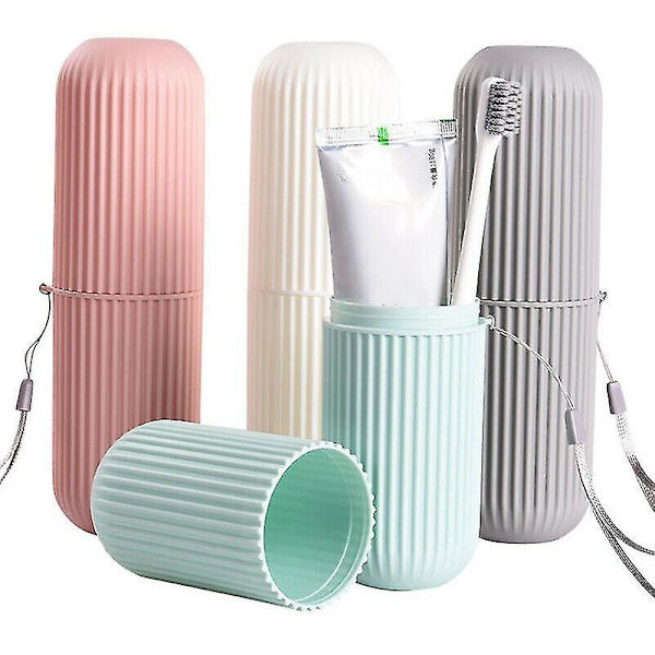 2pcs Portable Toothbrush Kits Case Toothpaste Cup Holder Protect Storage Box Travel Green