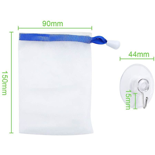 4 Pack Exfoliation Soap Mesh Bag Shower Soap Bag With Suction Hook
