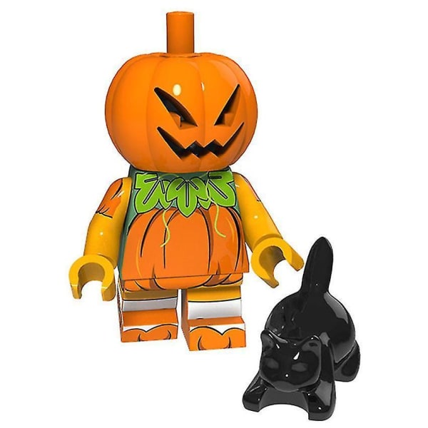 8pcs Halloween Pumpkin Man Witch Clown Vampire Children Assembled Building Block Minifigure Toy