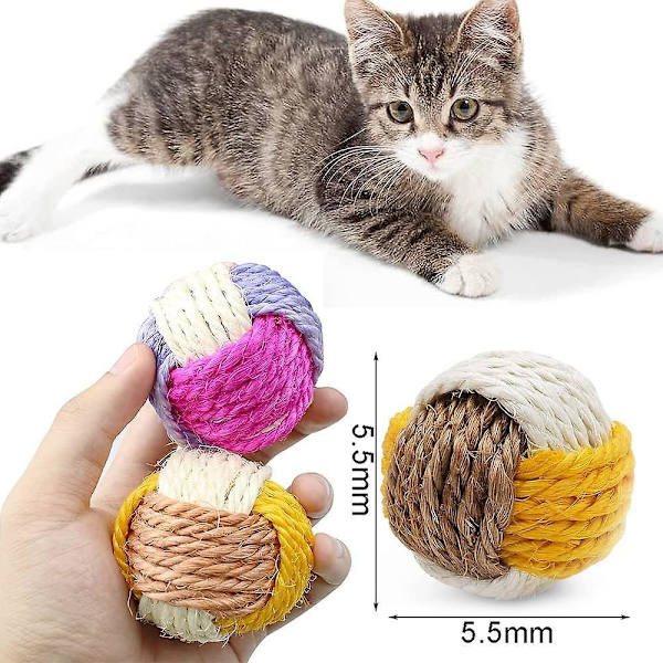 4pcs Interactive Cat Sisal Ball Sisal Ball Pet Cat Foam Ball Sisal Ball Random Color Suitable